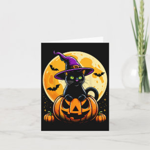 Halloween Pumpkin Black Cat Card