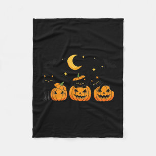 Halloween Pumpkin Black Cat Fleece Blanket