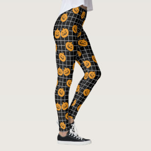 Halloween Pumpkin, Black, Orange and Grey Leggings