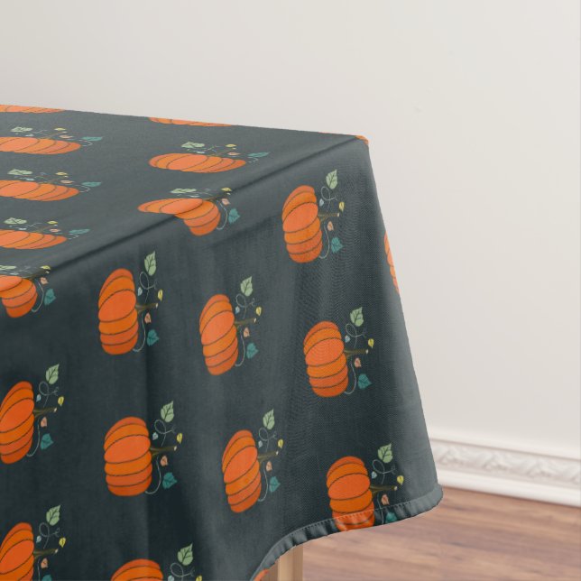 Halloween Pumpkin Black Tablecloth Fall Home Decor (In Situ)