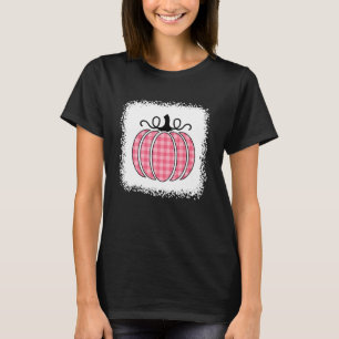 Halloween Pumpkin Bleached Pink Buffalo Plaid For T-Shirt