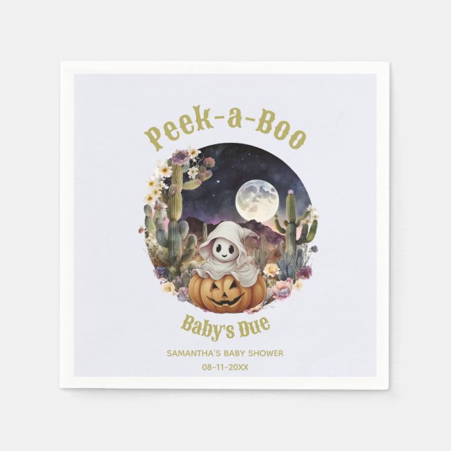 Halloween Pumpkin Boo baby shower Napkin (Front)