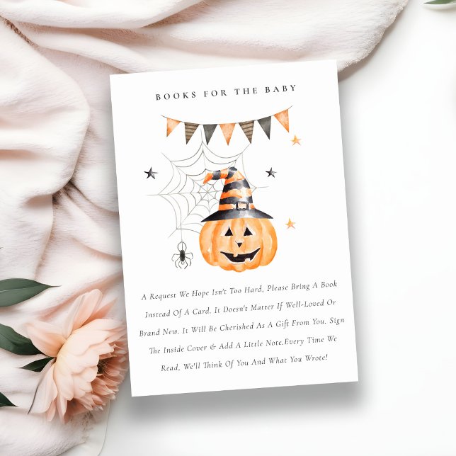 Halloween Pumpkin Boo Books For Baby Shower Enclosure Card (Creator Uploaded)