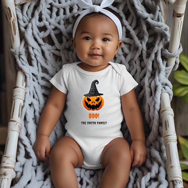 Halloween Pumpkin “BOO!” – Personalised Name Baby Bodysuit (Creator Uploaded)