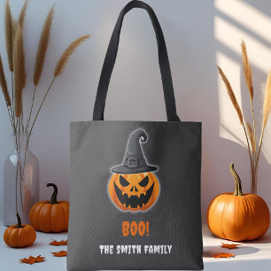 Halloween Pumpkin “BOO!” – Personalised Name Tote Bag
