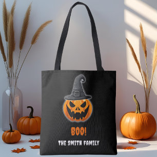 Halloween Pumpkin “BOO!” – Personalised Name Tote Bag