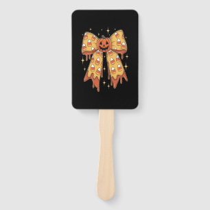 Halloween Pumpkin Bow Candy Corn Hand Fan