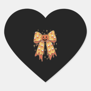 Halloween Pumpkin Bow Candy Corn Heart Sticker