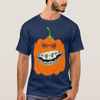 Halloween Pumpkin Braces Orthodontics Horror T-Shirt