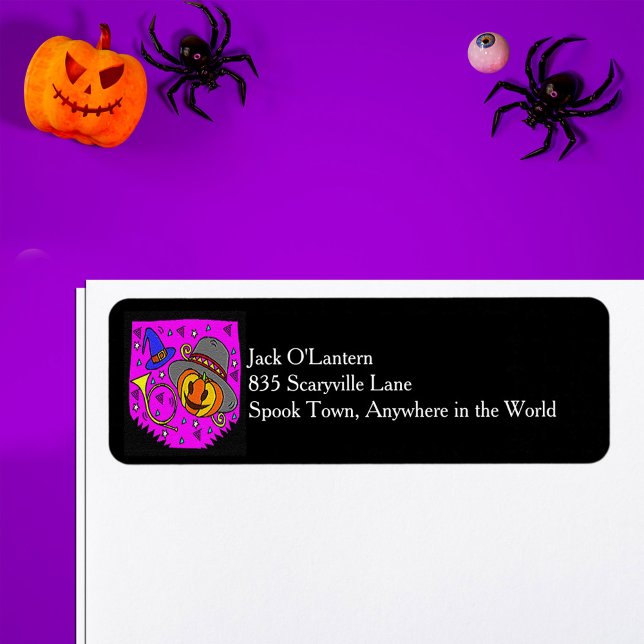 Halloween Pumpkin Bugle Purple Return Address Return Address Label (Halloween Pumpkin Bugle Purple Return Address Label)