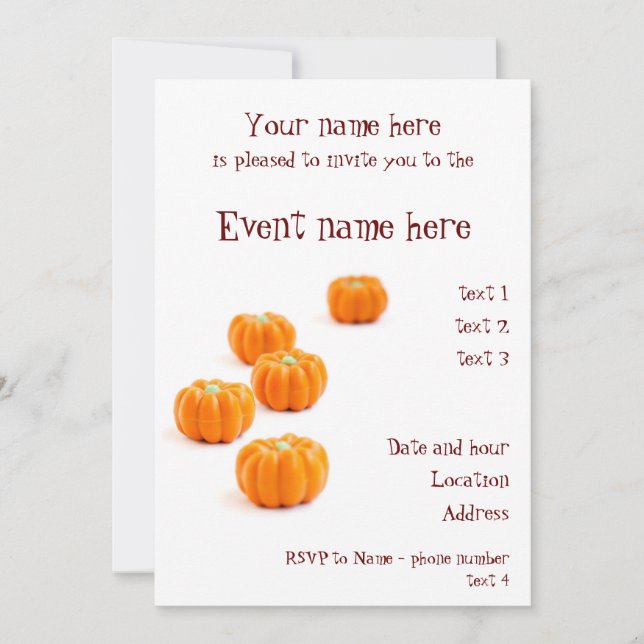 Halloween pumpkin candy invitation (Front)