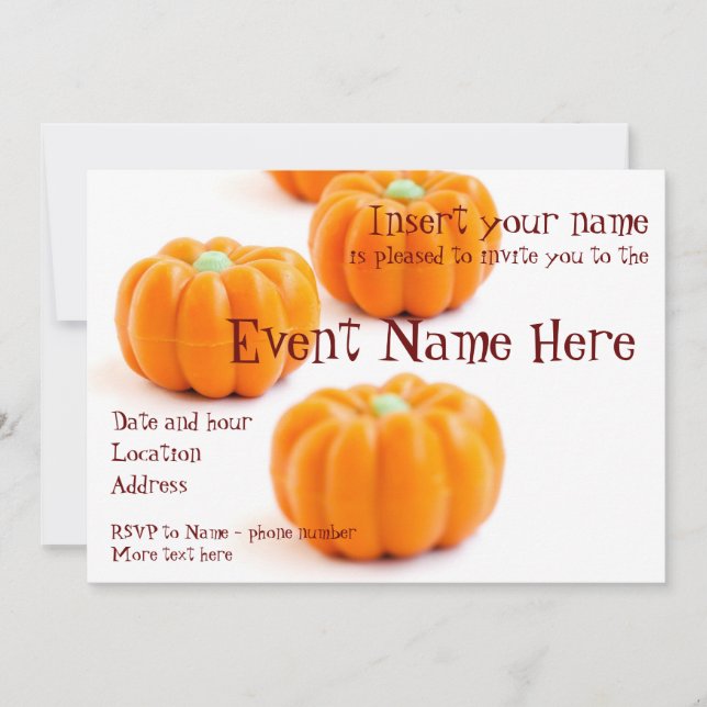 Halloween pumpkin candy invitation (Front)