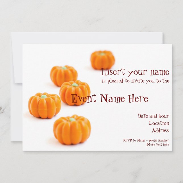 Halloween pumpkin candy invitation (Front)