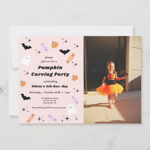 Halloween Pumpkin Carving Birthday Invitation