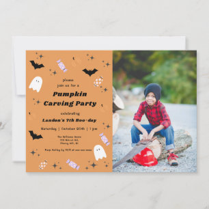 Halloween Pumpkin Carving Birthday  Invitation