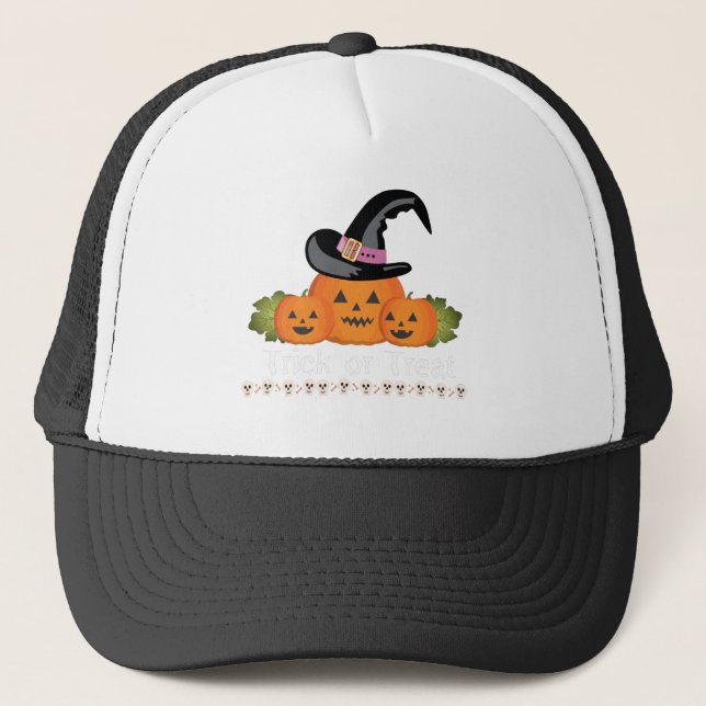 Halloween Pumpkin carving Party Fall Funny Trucker Hat (Front)