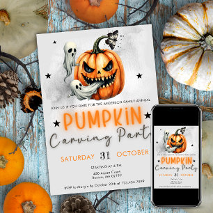 Halloween Pumpkin Carving Party For Adults  Invitation
