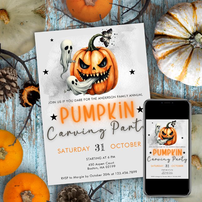 Halloween Pumpkin Carving Party For Adults  Invitation (Creator Uploaded)