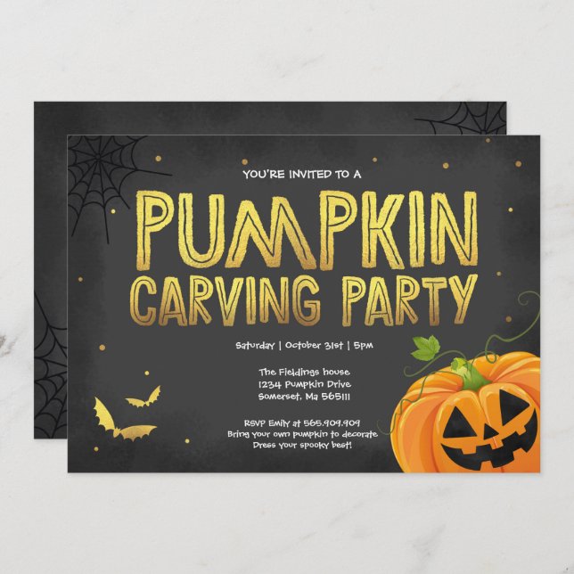 Halloween Pumpkin Carving Party Invitation (Front/Back)