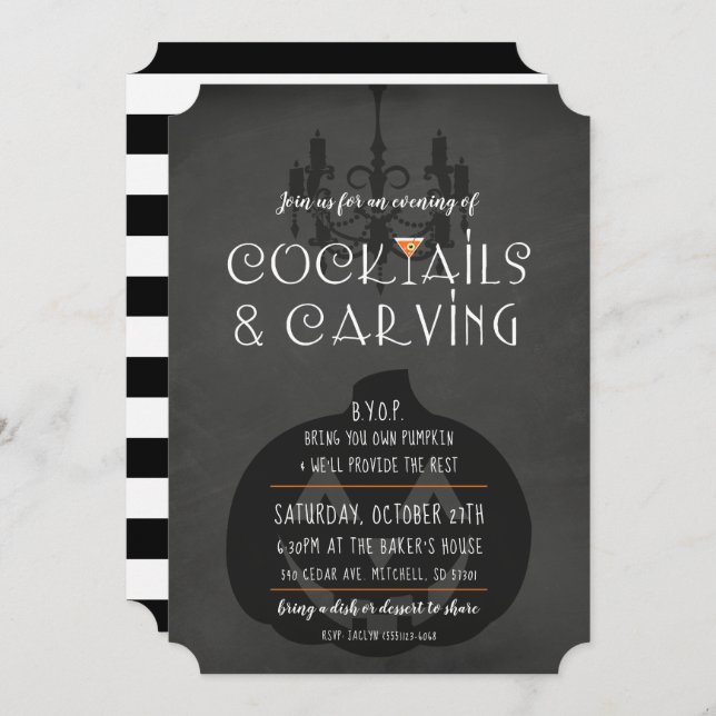 Halloween Pumpkin Carving Party Invitation (Front/Back)