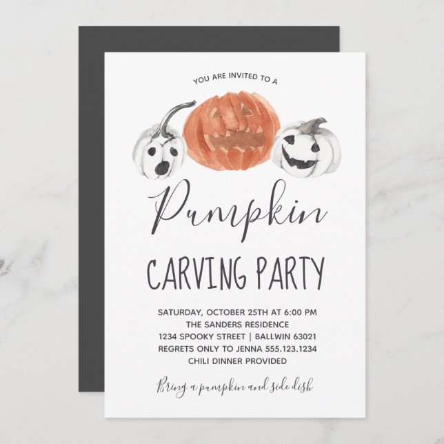 Halloween Pumpkin Carving Party Invitation (Front/Back)