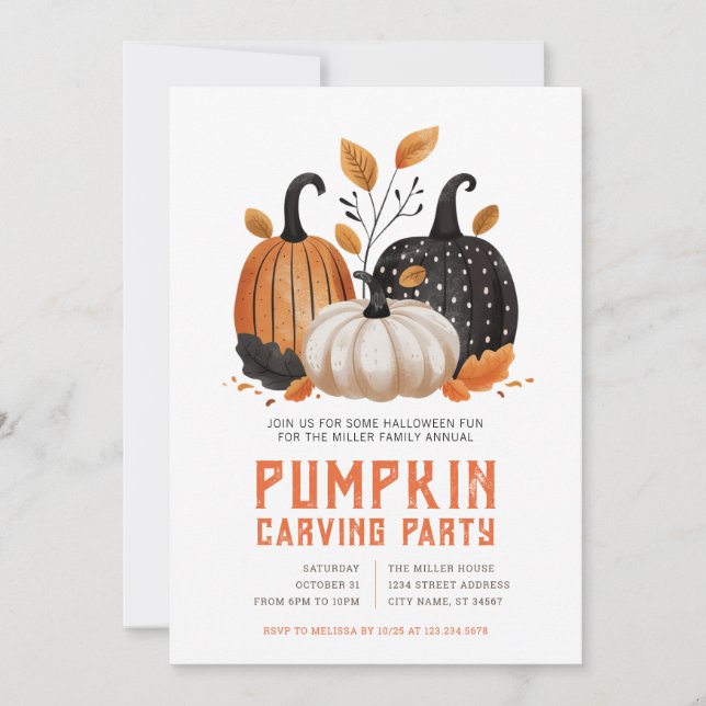 Halloween Pumpkin Carving Party Invitations (Front)