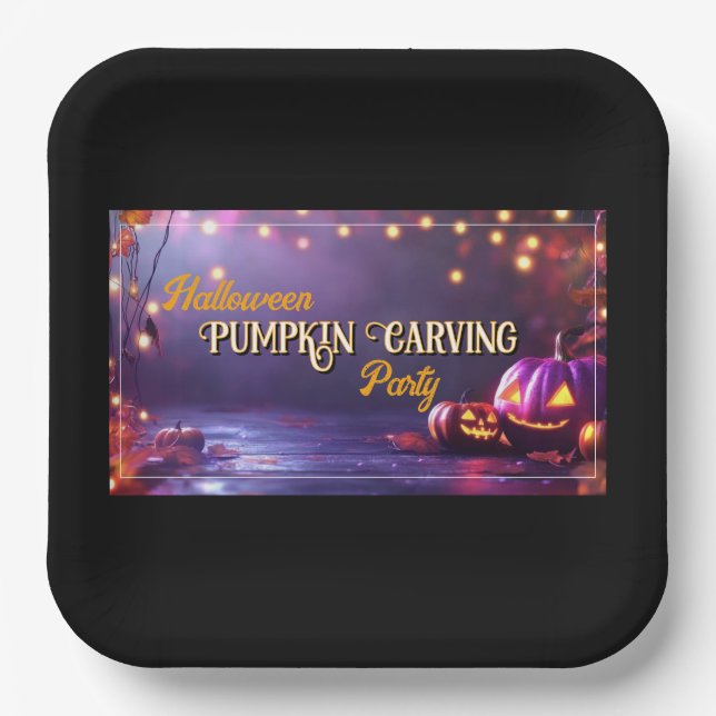 Halloween Pumpkin Carving Party Plate (Front)