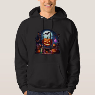 Halloween Pumpkin Castle Party Bats Moon Magic Hoodie