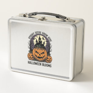 Halloween Pumpkin Castle Vintage Spooky Shirt_1 Metal Lunch Box