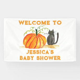 Halloween Pumpkin Cat Baby Shower Banner