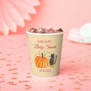 Halloween Pumpkin Cat Cute Baby Shower Paper Cups