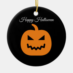 Halloween Pumpkin Cat Cute Orange Ceramic Ornament