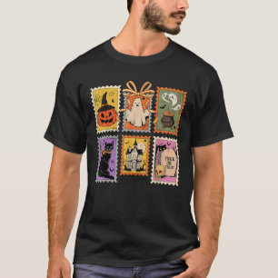 Halloween Pumpkin Cat Ghost Skull Coquette Bow Gir T-Shirt
