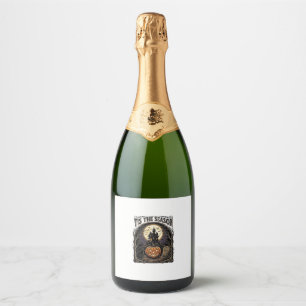 Halloween Pumpkin Cat Haunted Vintage Season Scene Sparkling Wine Label