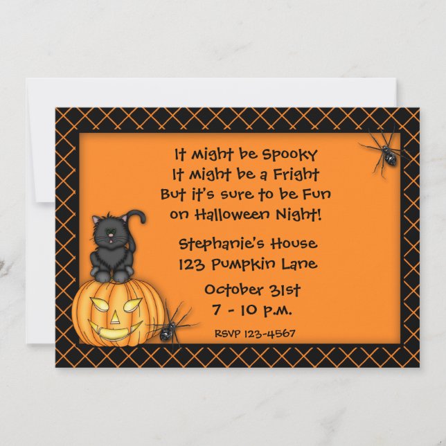 Halloween Pumpkin Cat Invitation (Front)