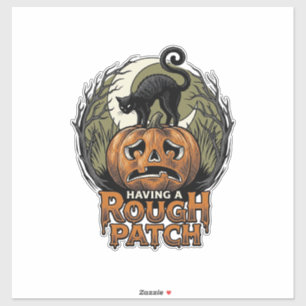 Halloween Pumpkin Cat Rough Patch Vintage Engravin