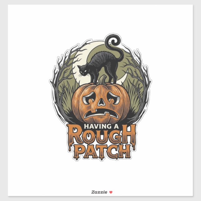 Halloween Pumpkin Cat Rough Patch Vintage Engravin (Sheet)