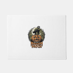 Halloween Pumpkin Cat Rough Patch Vintage Engravin Doormat
