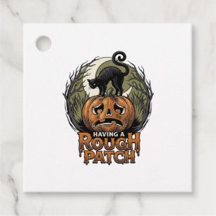 Halloween Pumpkin Cat Rough Patch Vintage Engravin Favour Tags