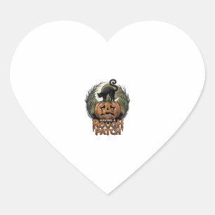 Halloween Pumpkin Cat Rough Patch Vintage Engravin Heart Sticker
