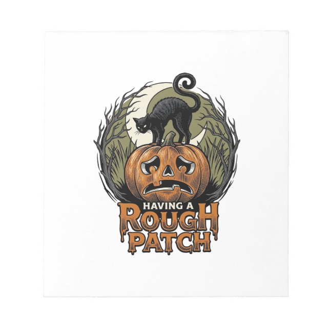 Halloween Pumpkin Cat Rough Patch Vintage Engravin Notepad (Front)