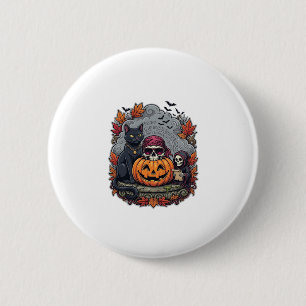 Halloween Pumpkin Cat Skull Grim Reaper Autumn Lea 6 Cm Round Badge