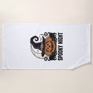 Halloween Pumpkin Cat Witch Hat Vintage Shirt_1 Beach Towel