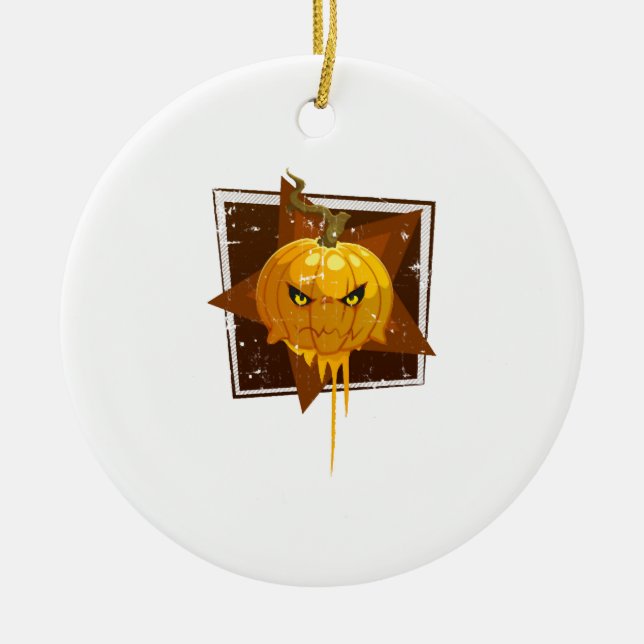 Halloween pumpkin                                  ceramic ornament (Front)