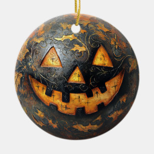 Halloween Pumpkin Ceramic Ornament