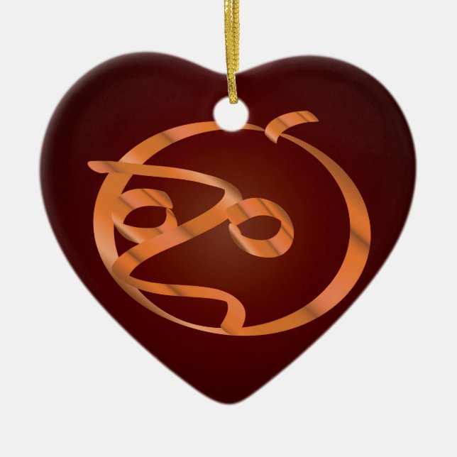 Halloween pumpkin ceramic ornament (Front)