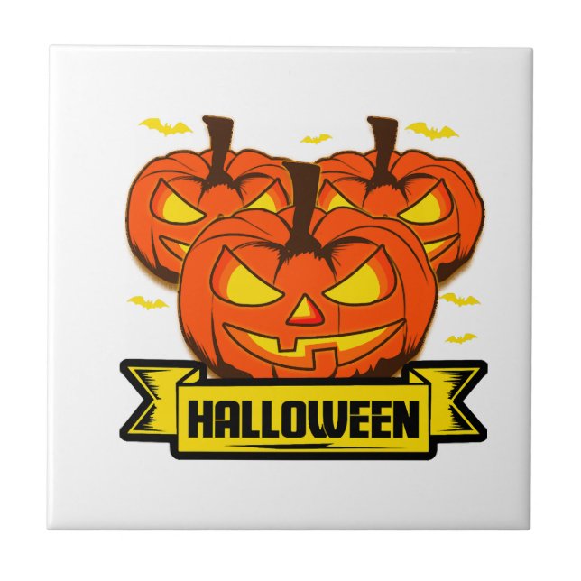 Halloween Pumpkin                            Ceramic Tile (Front)