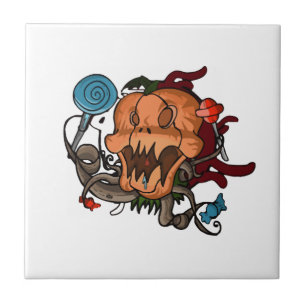 Halloween Pumpkin Ceramic Tile