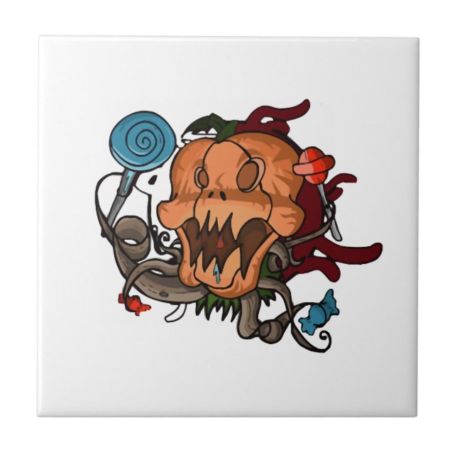 Halloween Pumpkin                        Ceramic Tile (Front)