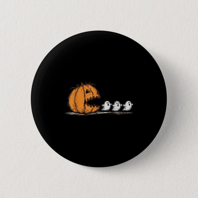 Halloween Pumpkin Chasing Ghost  6 Cm Round Badge (Front)
